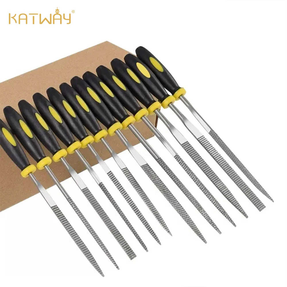 

KATWAY Hard Wood Cork, Mini Rasp Files Set Small Steel Needle File Woodworking Sanding Shaping Polishing Carving Tools HH-AA49