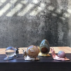 4pcs Metal Silver Black Golden Crystal Sphere Holder Snail Shape Ball Egg Base Display Stand Home Decor Desktop Ornaments