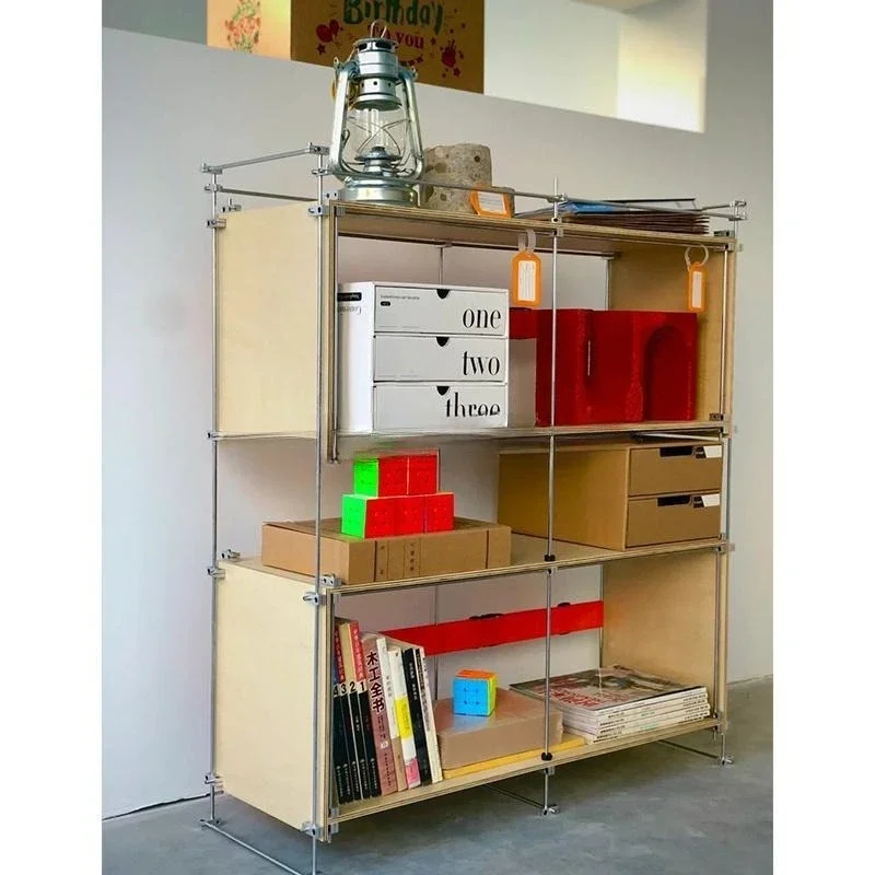 

Многоярусная стеллажная система для хранения из нержавеющей стали и березы, открытая домашняя полка, витрина для морепродуктов