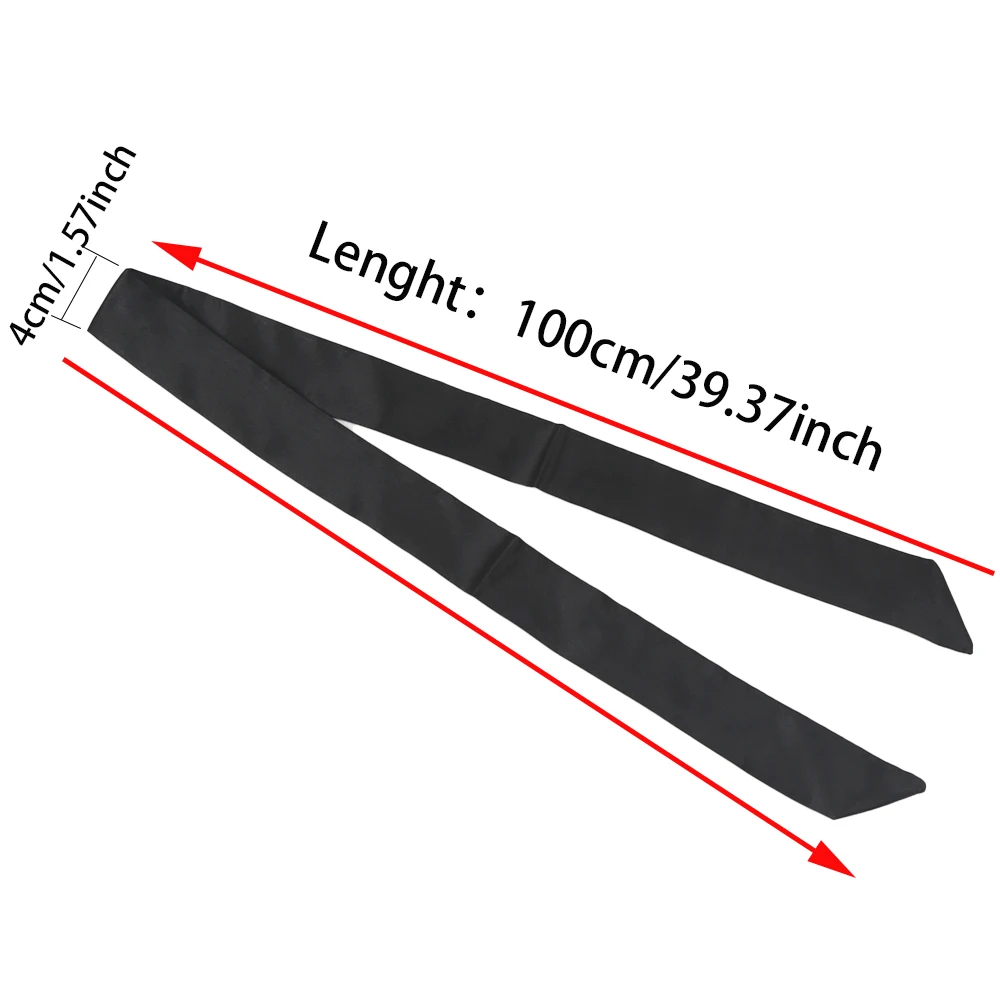 Damen Gürteltasche Haaraccessoires Schmaler Kurzer Schal 100cm Einfarbig Seide Gummi Schwarz Taschenband Stirnbänder Choker Streamer – Detail 2