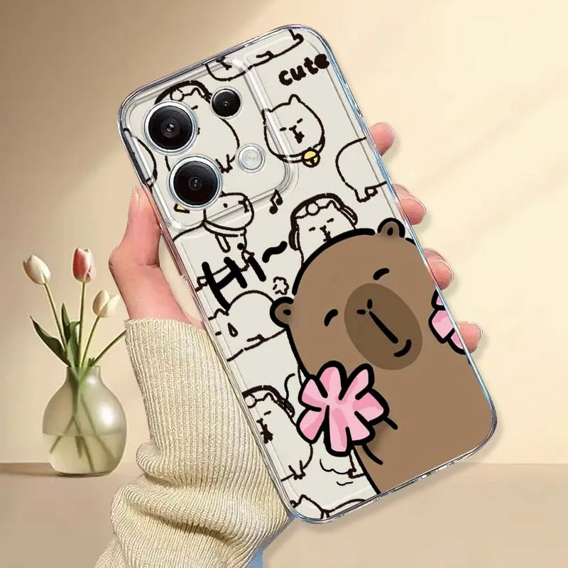 カピバラ漫画かわいいデザイン Xiaomi Mi Poco F2 F3 F4 F5 F6 X5 X6 X7 Pro TPU保護透明スマホケース