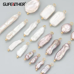 GUFEATHER ME70,jewelry accessories,natural pearl,18k gold plated,copper,hand made,charms,jewelry making,diy pendants,4pcs/lot