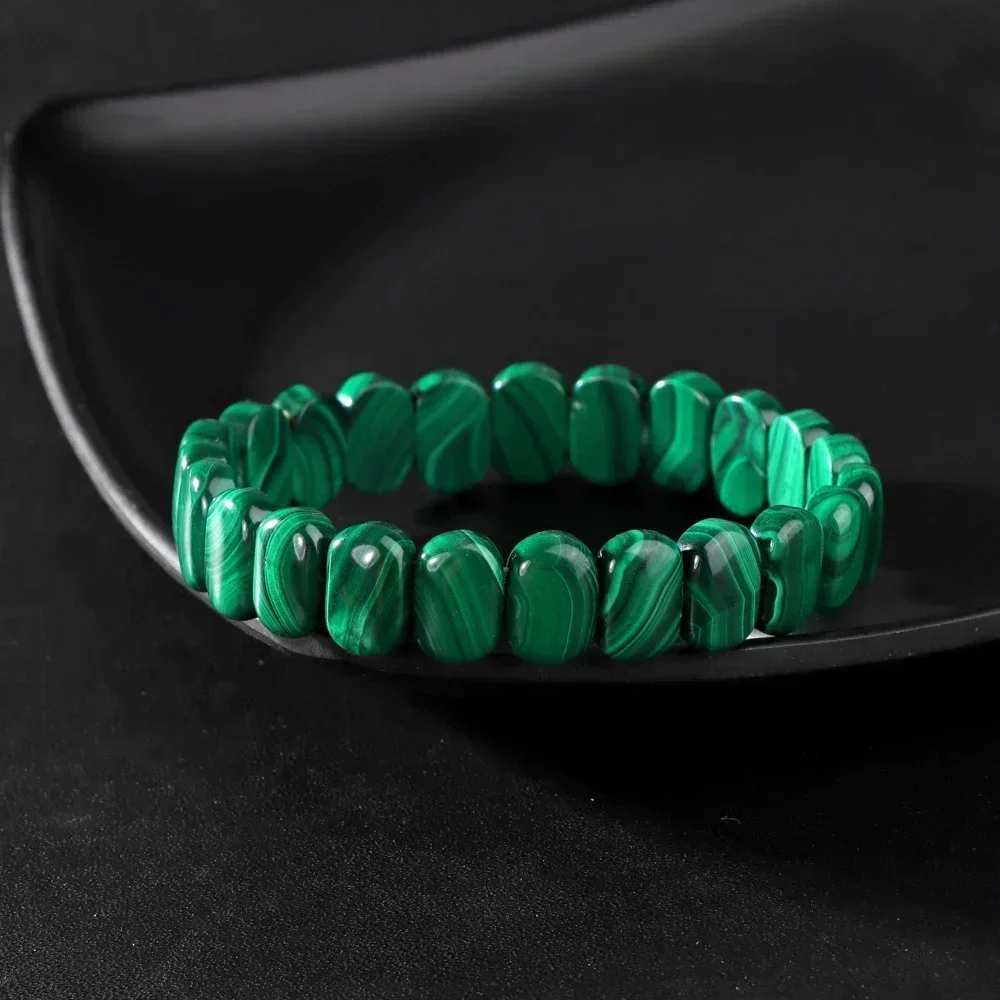 Echte Natürliche Malachit Perlen Armbänder Für Frauen Männer Edelstein Quadratischen Stein 5A Hohe Qualität Grün Malachit Elastische Armband – Detail 2