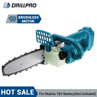 8 Inch Brushless Electric Chain Saw With Oil Spray Rechargeable Chainsaw Garden Power Tool for Makita 18V Battery by Drillpro
