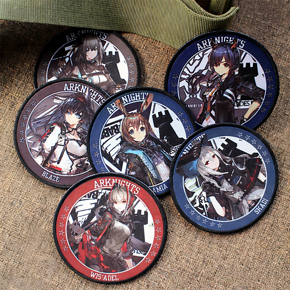 Arknights-Parche táctico de primera línea para niña, brazalete con estampado Skadi GreyThroat Blaze Amia Wis Adel para decoración de mochila y ropa