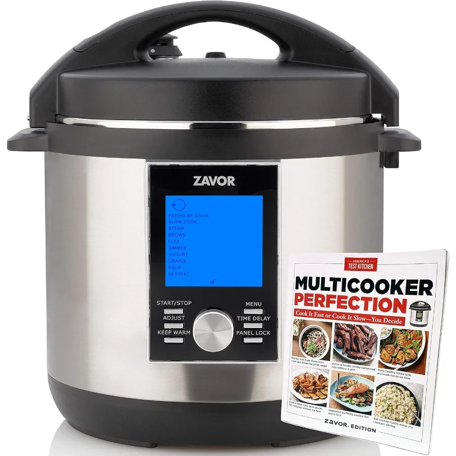

LUX LCD 6 Quart Multicooker with America's Test Kitchen Multicooker Perfection Cookbook Stainless Steel Ideal for Home Cooking