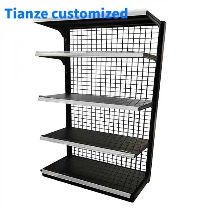 (customized)Metal wire mesh back panel supermarket gondola shelf net type shop rack