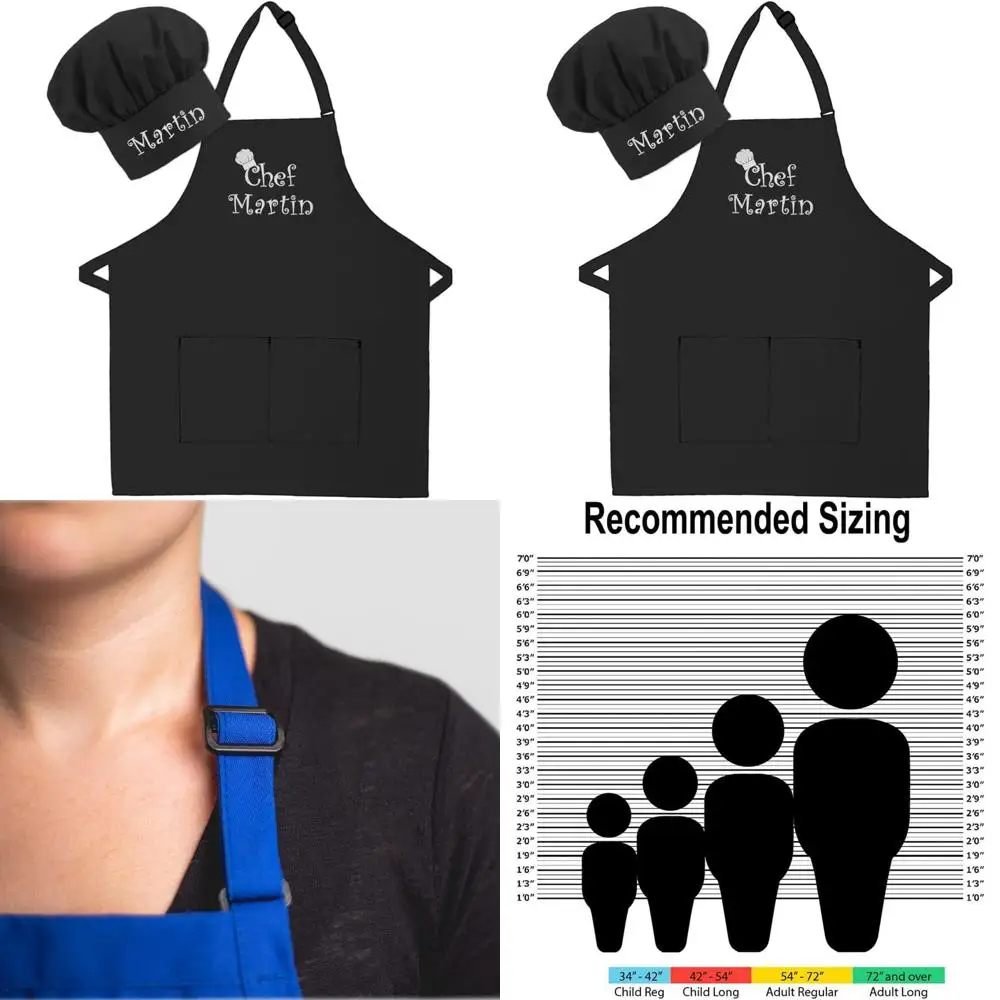 

Custom Embroidered Adult Apron & Hat Set for Men & Women - Perfect for Mother's Day, Kitchen, BBQ, Grilling Gifts
