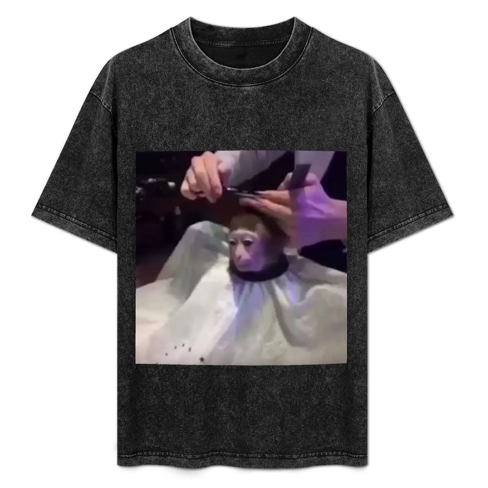 

Monkey getting a haircut. T-Shirt cotton tshirt 100% anime tshirt T-Shirt