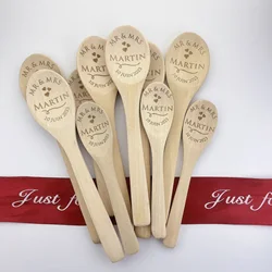 20/50/100pcs Personalise Wooden Spoon Honey Coffee Teaspoon Customized Kitchen Cooking Spoons Wedding Party Gift Supplies