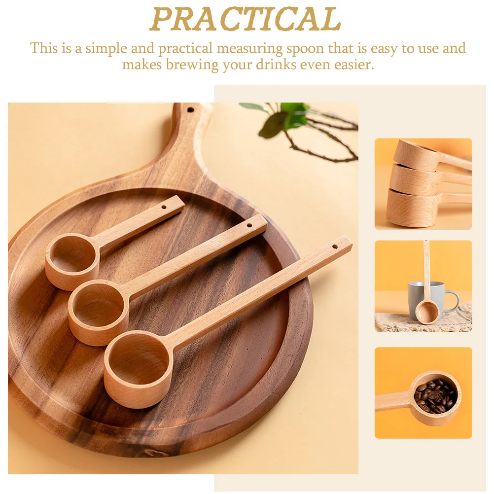 

Coffee Bean Measure Scoop Beech Wood Simple Powder Spoon Household Brewing Tool Coffee Bean Spoon Creative Measuring Tool