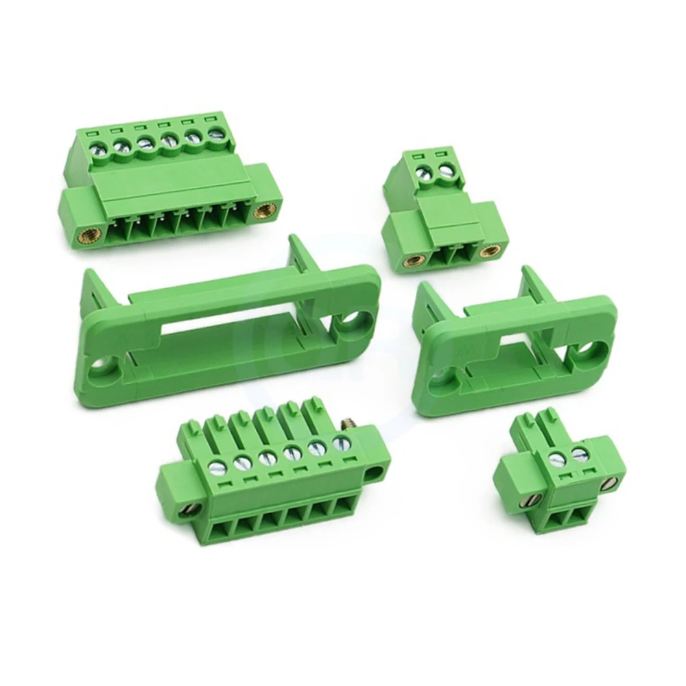 (5 Sets) KF 2EDGWC + 2EDGKM + 2EDGRKP 3.5mm / 3.81mm 15EDGWC 3.5 / 3.81 Solderless Bulkhead Fixing Panel Plug with Flange 2~24P