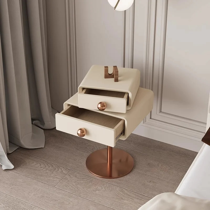 

Atunus Nordic Rotating Solid Wood Bedside Cabinet Light Luxury And Minimalist Cream Wind Net Bedside Cabinet Nightstand