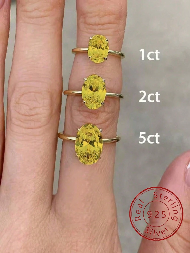 Luxus-Ring aus 925er-Sterlingsilber, 1–5 Karat, wunderschöner ovaler Stein-Zirkon-Ring für Frauen, Verlobung, Hochzeit, luxuriöser, hochwertiger edler Schmuck