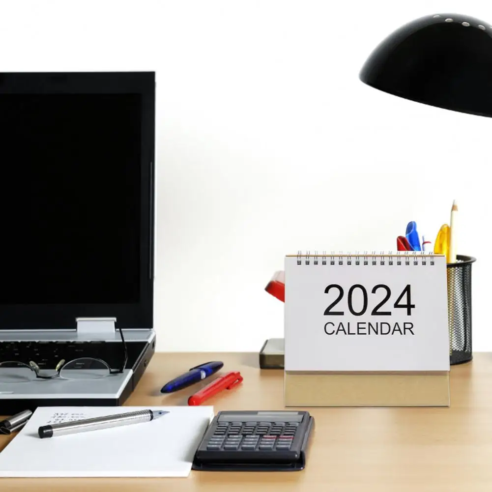 Calendario de escritorio pequeño para espacios, minicalendario de escritorio abatible, diseño abatible, decoración de oficina para eventos, 2024