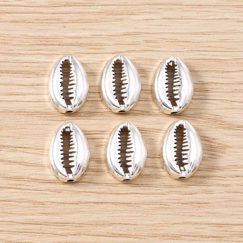 Tusember 20 Stück 11*15mm Silberfarbene Legierungs-Muschelanhänger Perlen für DIY Halsketten- und Ohrringherstellung DIY Handgemachter Schmuckzubehör – Detail 4