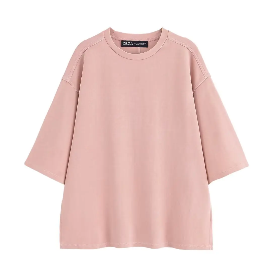 

Women's Fashion Casual Style Loose Round Neck T-shirt Mid-Waist Long Pants Women Solid Color Oversized Short Sleeve T-Shirt 7L8S