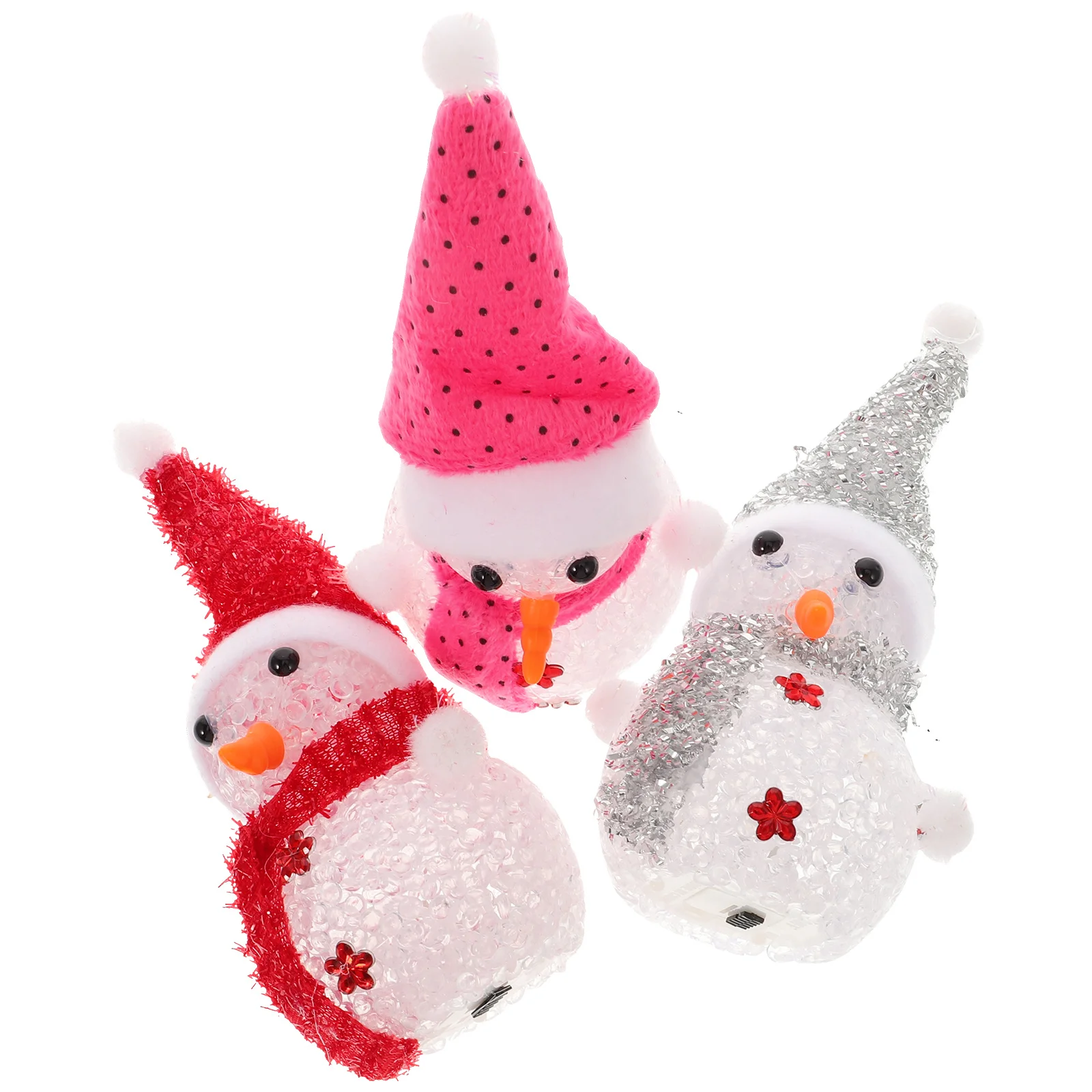 

3 pcs Flashing Snowman Ornament Luminous Christmas Decor Xmas Snowman Decor Holiday Party Decoration Home Window Table Night