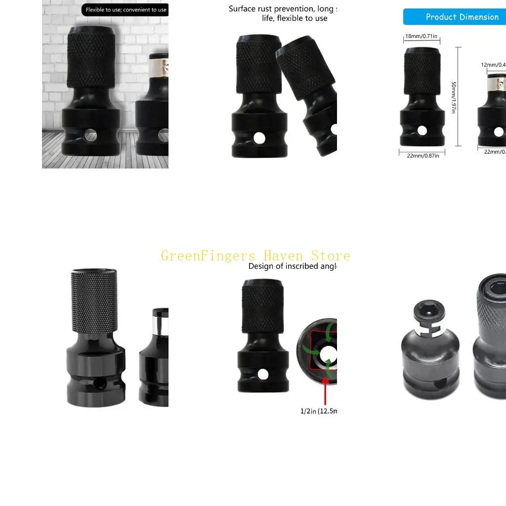 

F68D 2Pcs 1/2Inch Square To 1/4Inch Ratchet Socket Impact Wrench Socket Set Spanner Drive Converters