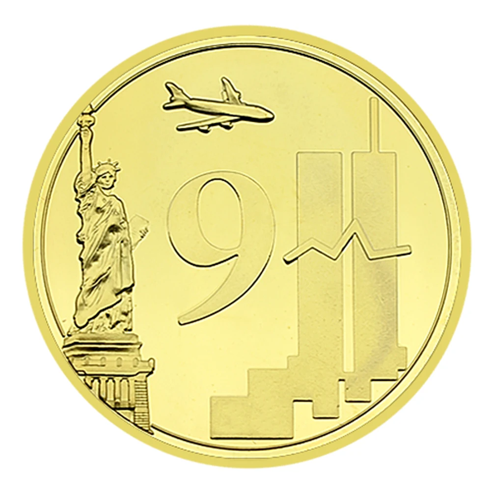 US September 11 Event Challenge Coin Gold Plated Metal Crafts Commemorative Medallion Collection Gift