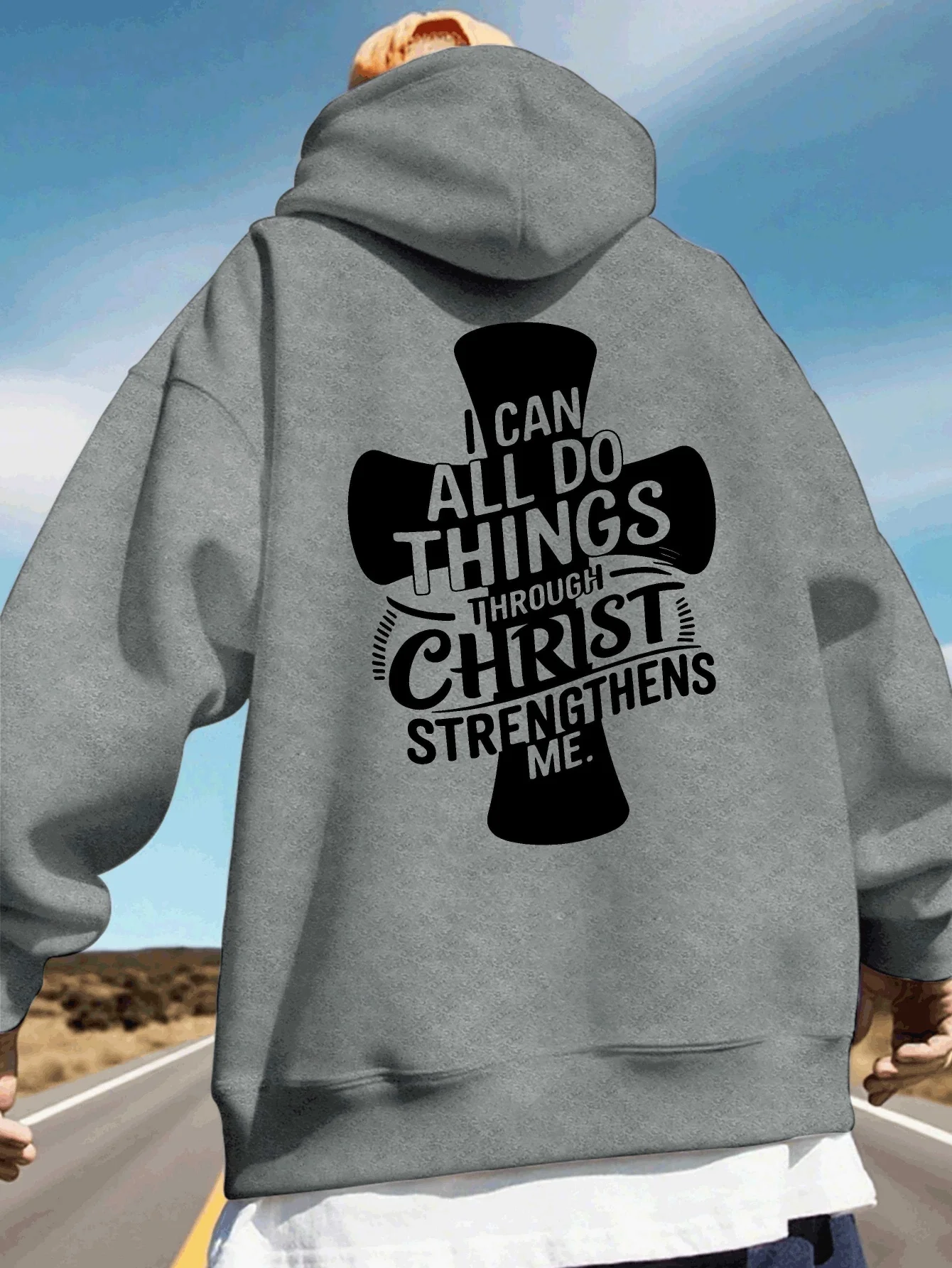 Philemans 4:13men Hooded Sweatshirt Autumn Winter Everyday Outdoor Exercise Loose Everything Fitness Casual Warm Street Style