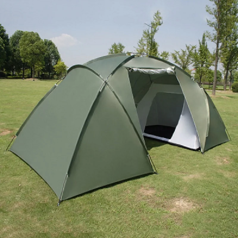 

4-6 Person Double Layer Waterproof Camping Tent，Two Bedrooms Big Space Tent For Hiking Familiy Party Traveling Fishing 3 Colors