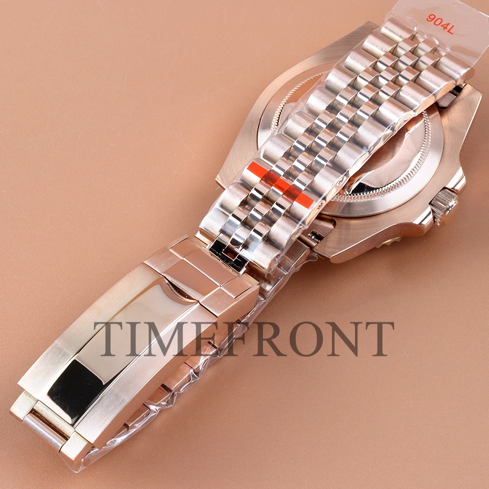 Para Submariner GMT 40mm caja de reloj correa de Jubileo ajuste de acero inoxidable Nh35 Nh34 Nh36 Nh38 movimiento 28,5mm Dial caja de oro rosa