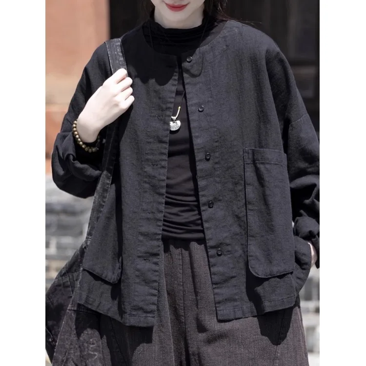 الرجعية Waed القطن الكتان irt المرأة ربيع الخريف فضفاضة تناسب تنوعا ملابس خارجية وصول جديد Faionable تخفيف Sle #2