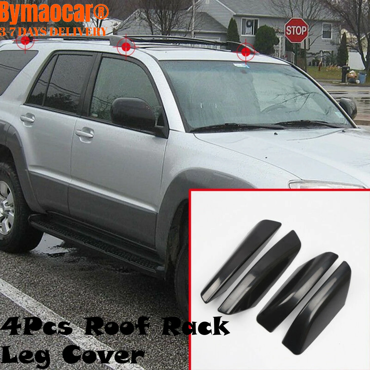 

4Pcs Roof Rack Leg Cover, ABS Bar Rail End Protection Shell for Toyota Land Cruiser Prado Fj120 2003-2009 Original Car Luggage