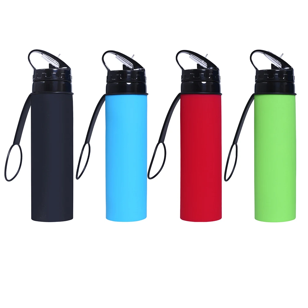 600ml Children Cup Reusable Silicone Sports Bottle Soft Foldable for Home Office