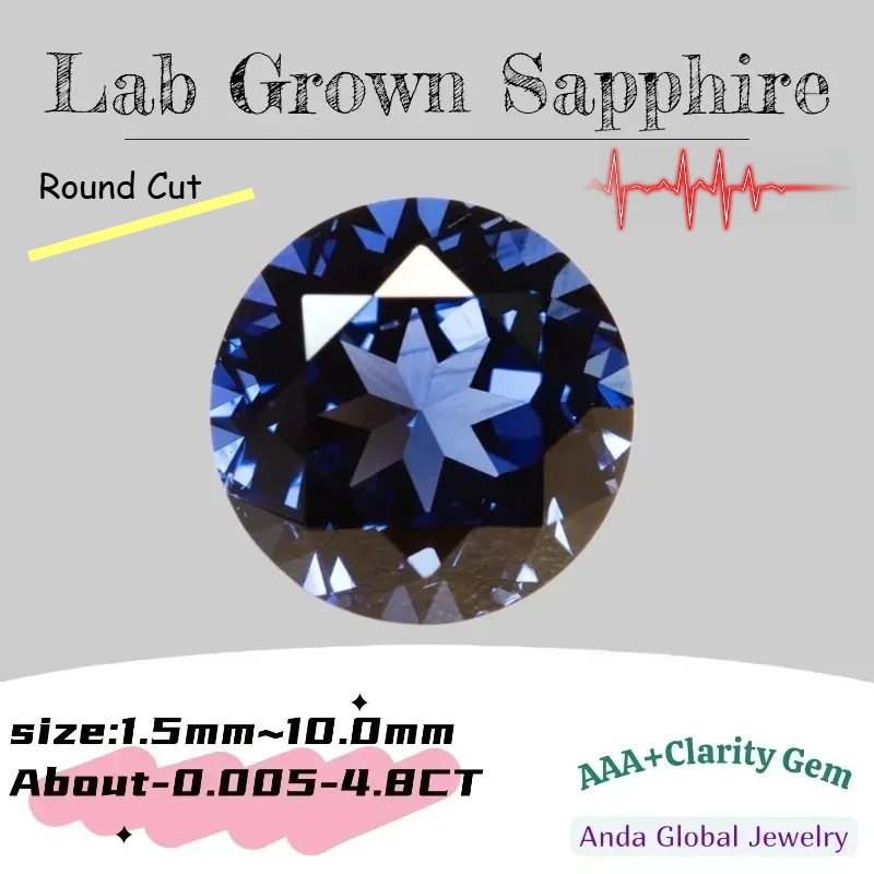 

Lab Grown Sapphire Royal Blue Color Round Cut AAA+Clarity for Jewelry Setting&Custom Design Selectable Certificate -Welcome