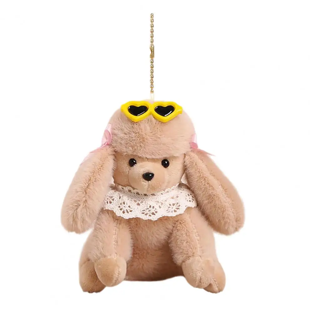

Retro Lady Poodle Pendant Cute Poodle Glasses Keychain Fluffy Plush Dog Toy Small Stuffed Bag Charm Backpack Purse Car