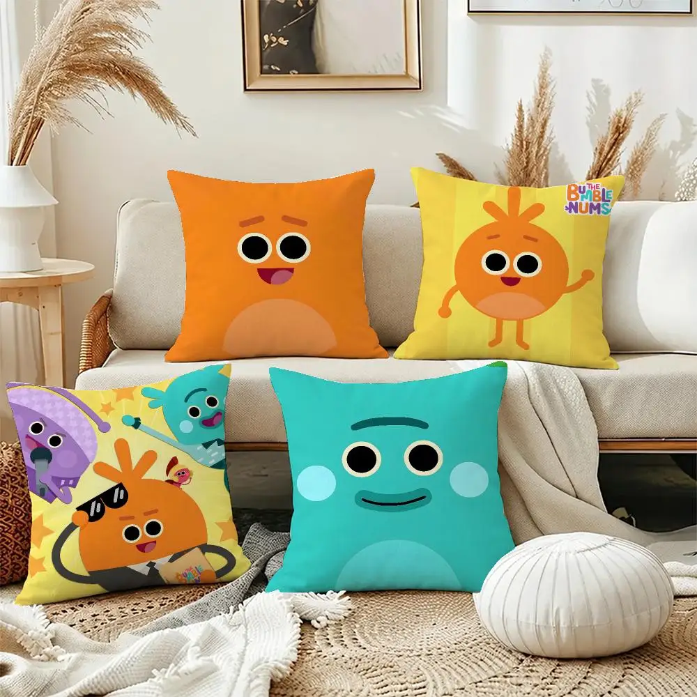 Cute Toon Bumble Nums Cushion Cover Short Plush Pillowcase, Washable Wrinkle Resistant Cover for Bedroom Gift