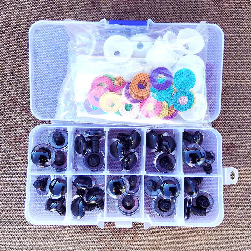 Glitter Sicherheitsaugen für Spielzeug häkeln Amigurumi Diy Puppenaugen 6mm 8mm 10mm 16mm Box Teddybär Stofftier Tier Puppenzubehör – Detail 6