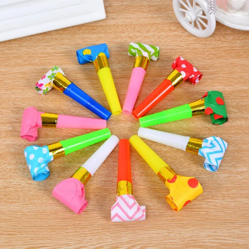 Plastic Dragon Whistle for Children, Random Color, Blowing, Funny Child Birthday Party Supplies, Long Nose, Horn Props, 12Pcs