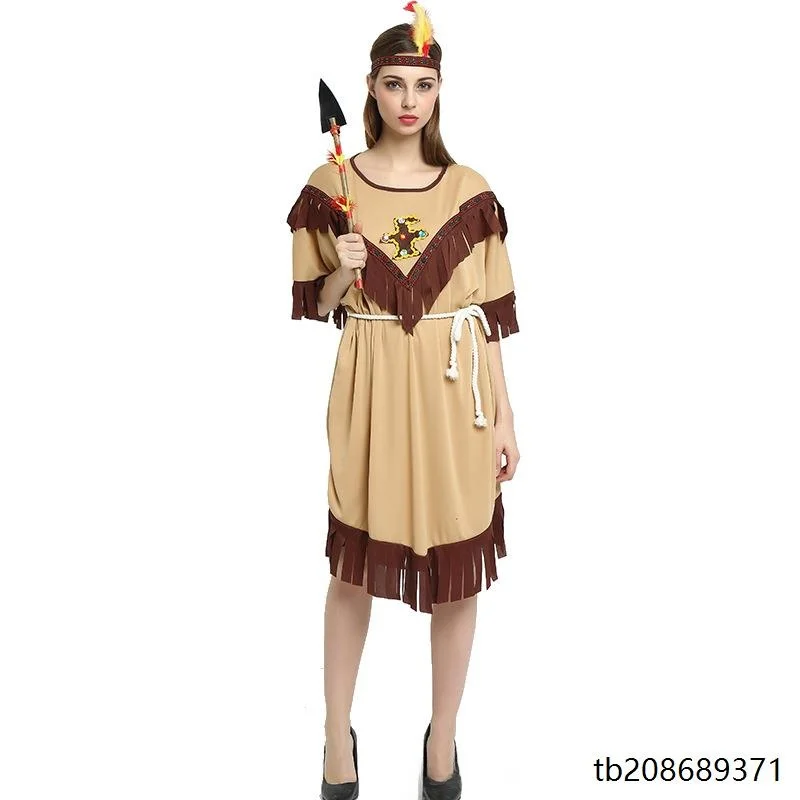 زي الهالوين للبالغين على شكل الأفراد الأصليين، مجموعة ملابس الرجل البري الهندي، زي الأداء التقليدي العرقي للمسرح