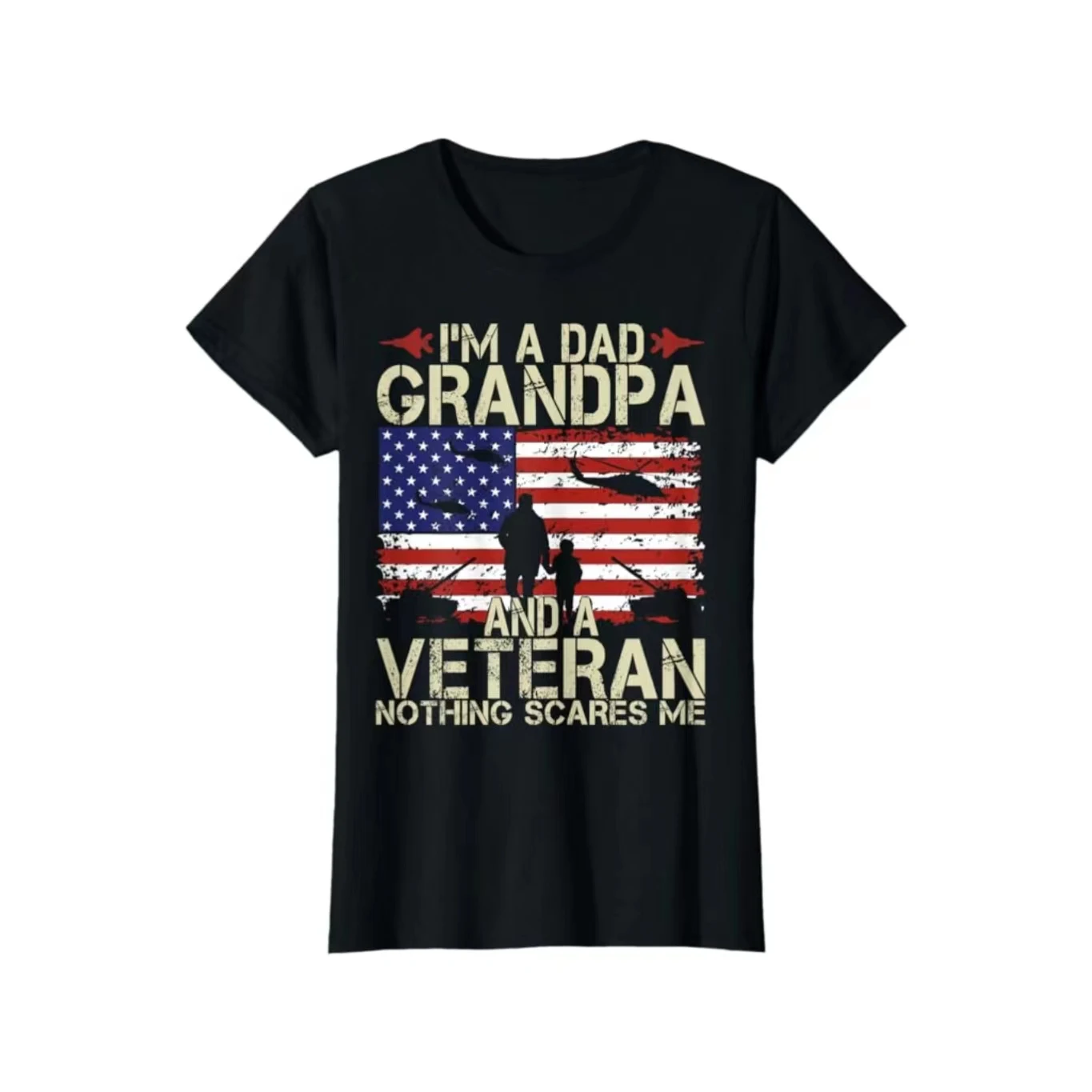 2024 I'm A Dad Grandpa And Veteran Fathers Day Papa Grandpa Gifts Women's Crew Neck Fashion Trend 100% Cotton T-Shirt 1232