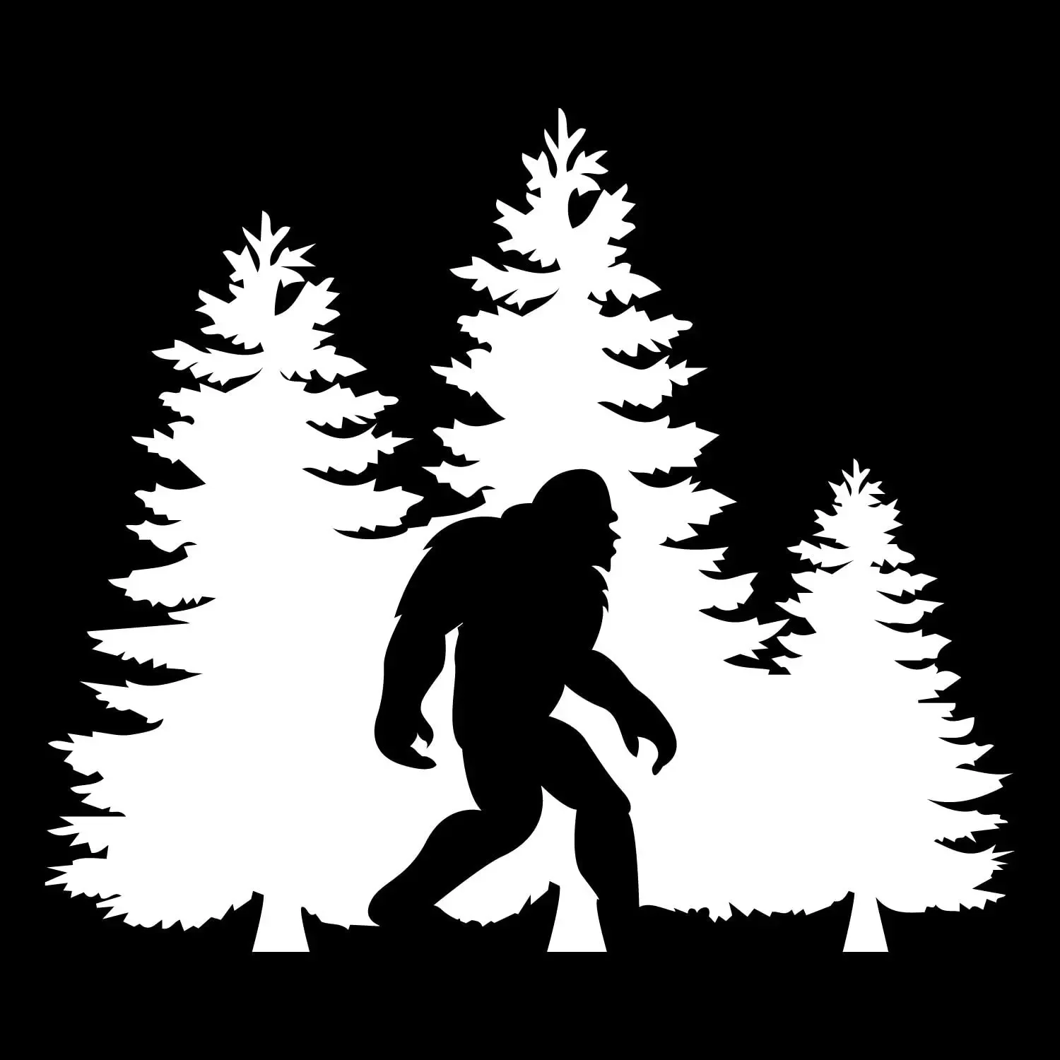 Bigfoot Trees Forest Vinyl Decal Sticker Car Truck Van SUV Window Wall Cup Laptop -Black Decal,14CM