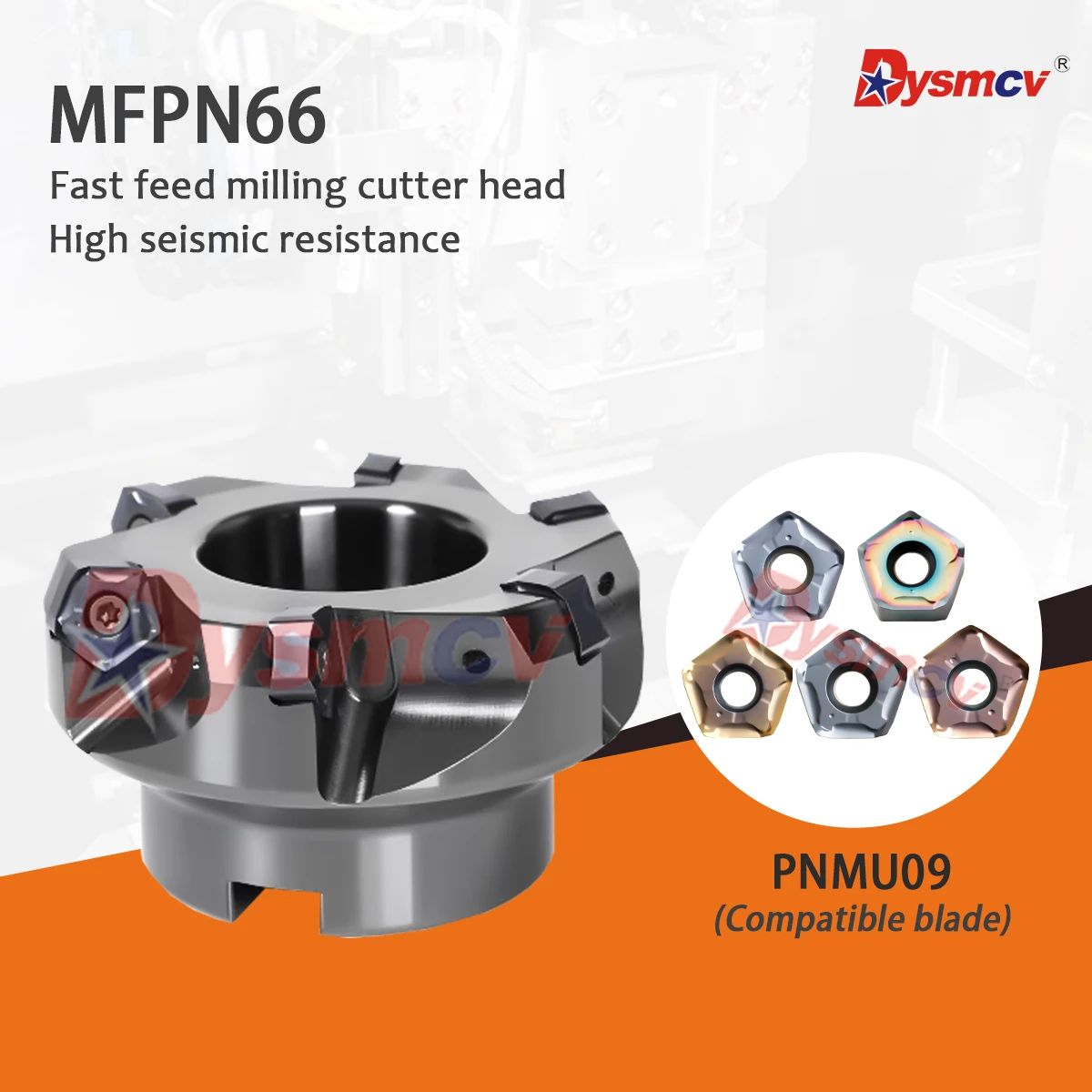 

MFPN66 Тяжелая резка с быстрой подачей 66-градусный двухсторонний 10-гранный фрезерный диск, соответствующий с пластинами для фрез PNMU090508