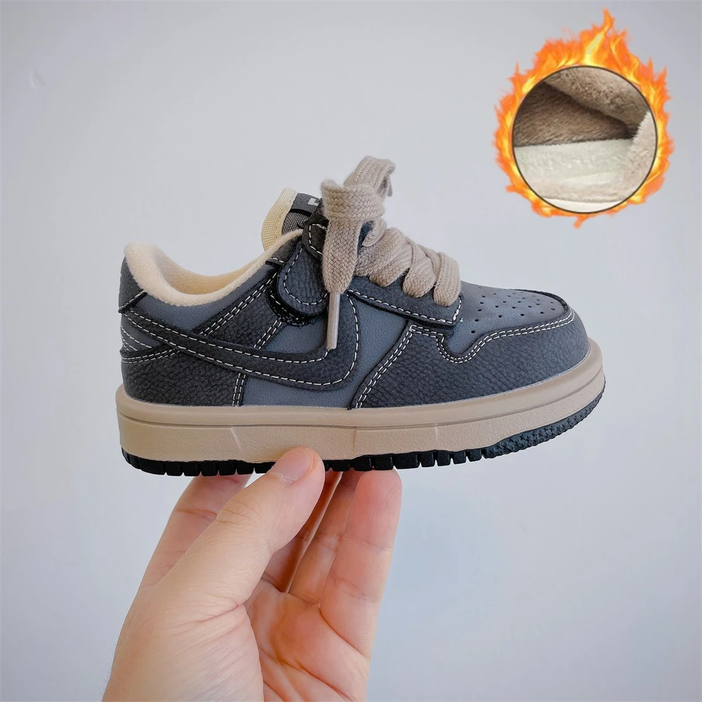 New winter children\'s shoes comfortable sports shoes Korean version thick warm boys soft bottom girls sneakers casual shoes