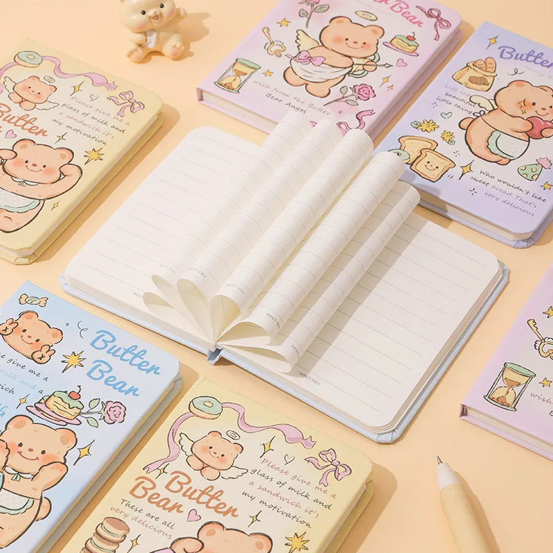 2pcs Cute Cartoon Little Bear Notebook A7 Notebook Exercise Book Girl Cute Mini Stationery Notebook Diary