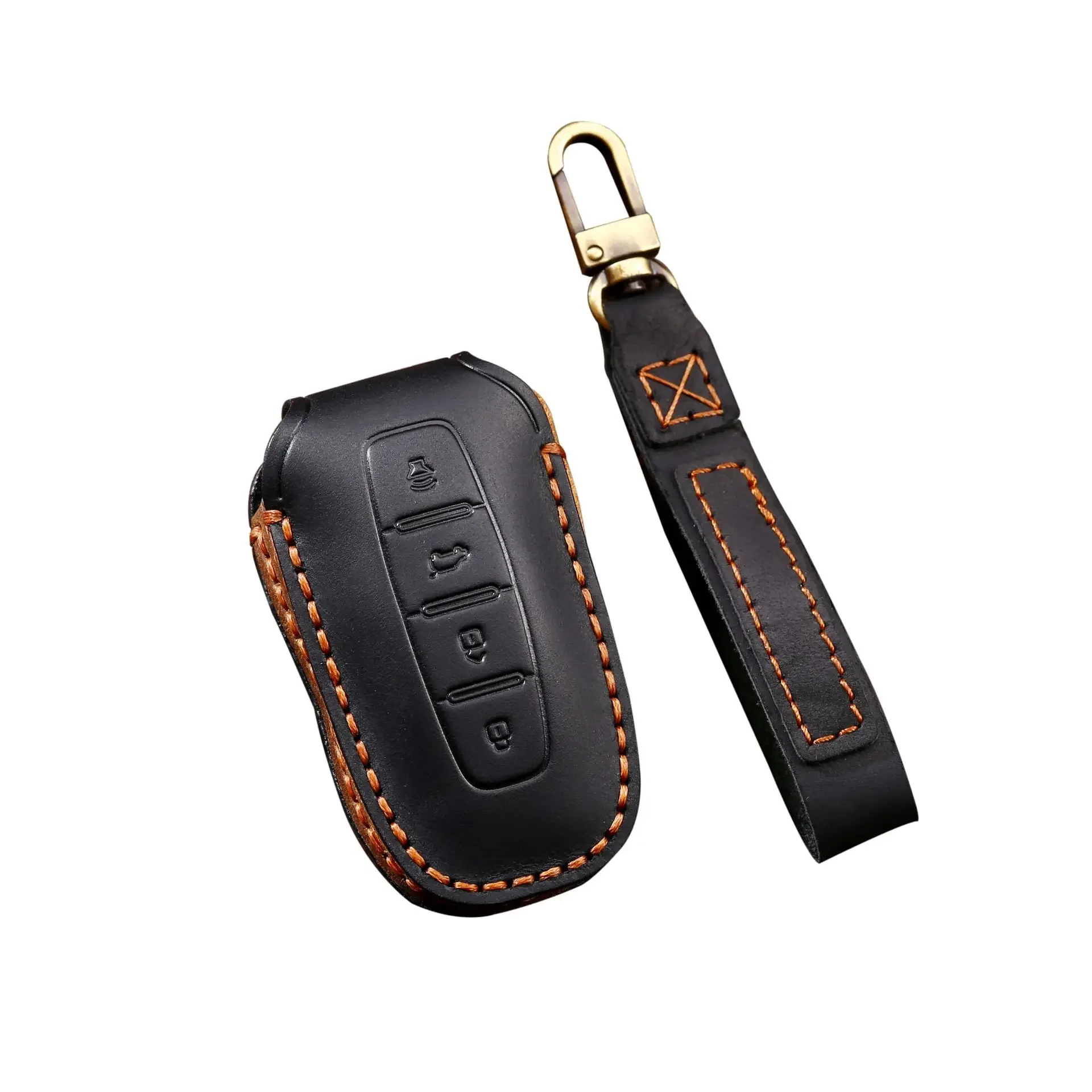 1pc Luxury Leather Car Key Case Cover Fob Protector Accessories Keyring For Ford Equator 2021 Keychain Holder Shell Bag Handmade