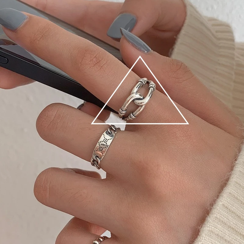 Women's 925 Sterling Silver Adjustable Black Stone Stackable Ring
