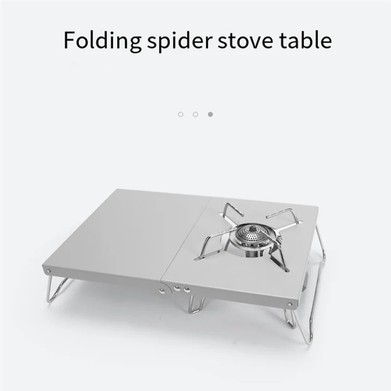 Outdoor Stove Table Ultralight Steel Folding Foldable Camping Table Foroutdoor Fishing, Hiking Silver