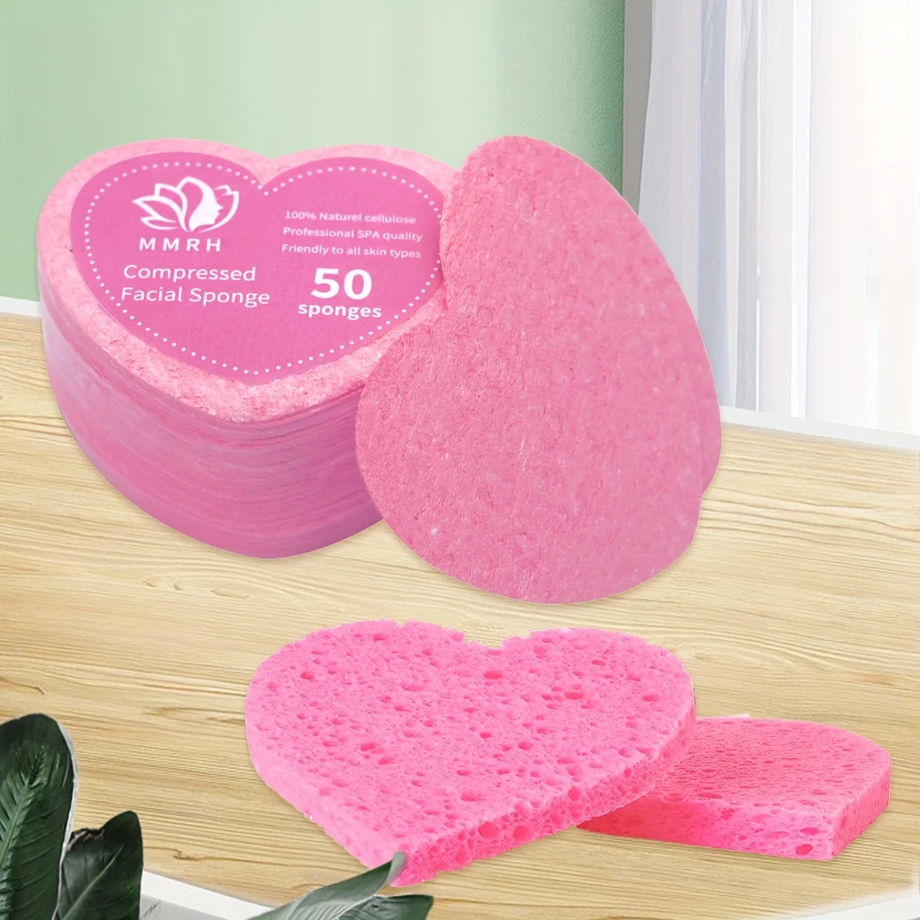 Esponjas faciais comprimidas forma do coração, limpeza facial natural, almofadas esfoliantes, reutilizáveis