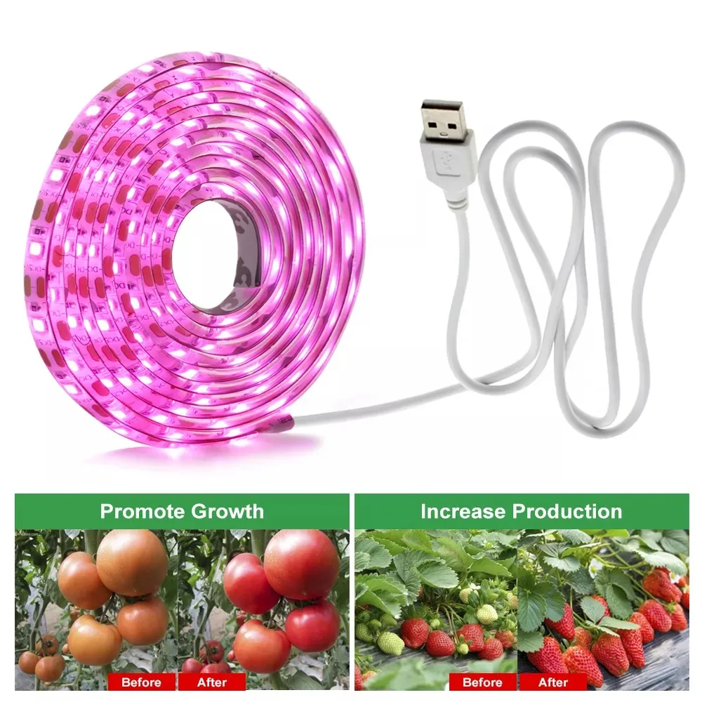 LED Full Spectrum 5V Grow Light Strip Phyto Lamp With USB 0.5M 1M 2M 3M 2835 SMD Plants Flowers Led Greenhouse Cultivo Hydroponi