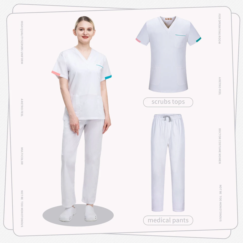 Tute chirurgiche mediche clinica per animali domestici medico infermiere abbigliamento da lavoro scrub infermieristici di alta qualità uniformi top pantaloni accessori per infermiere Unisex