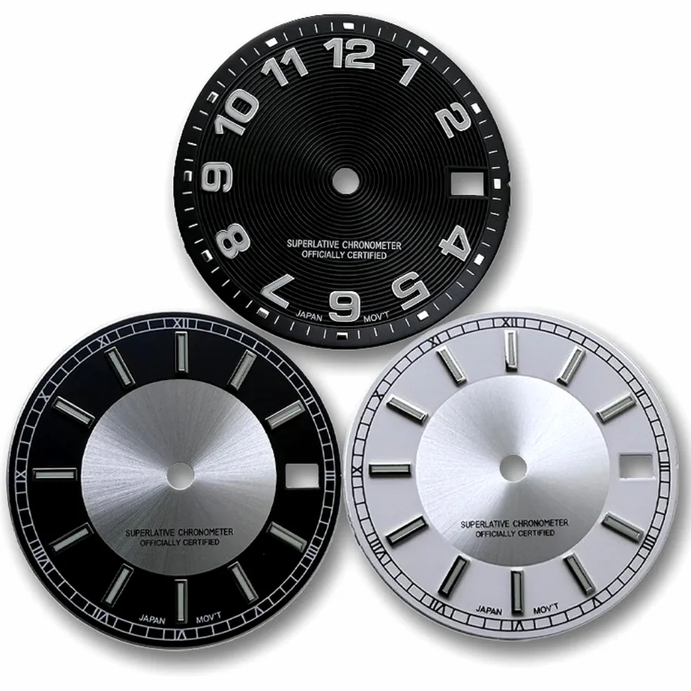 

NH35 28.5mm Watch Dial Round Embossed Sterile Case Mod Parts Sunburst Arabic for NH35 Automatic Movement No Logo