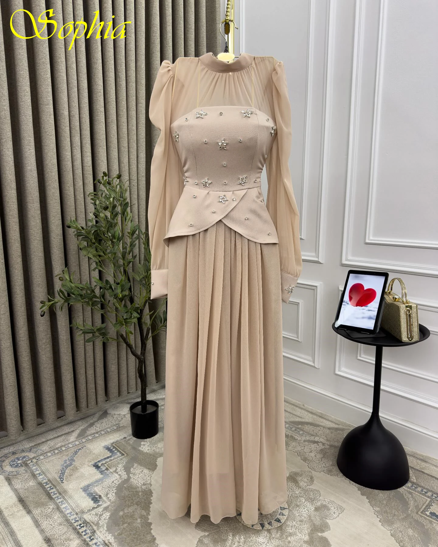 تخصيص ألف خط طاقم الرقبة بلا أكمام فستان سهرة كلاسيكي أنيق فساتين المشاهير حساسة موضة فستان الحفلات مزاجه #1