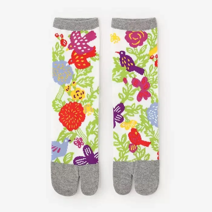 Bunte Cartoon gekämmte Baumwolle Damen Zwei Zehensocken Trauben Wellen Karpfen japanische Harajuku lustige süße Sandalen Tabi Socken Sokken – Detail 3